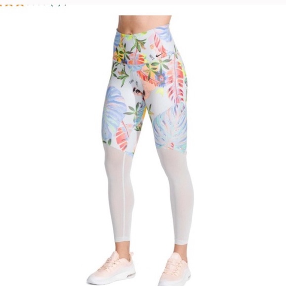 Nike Power Hyper Femme 7/8 Training Tights Medium Pure Platinum Ankle Leggings - Picture 5 of 16